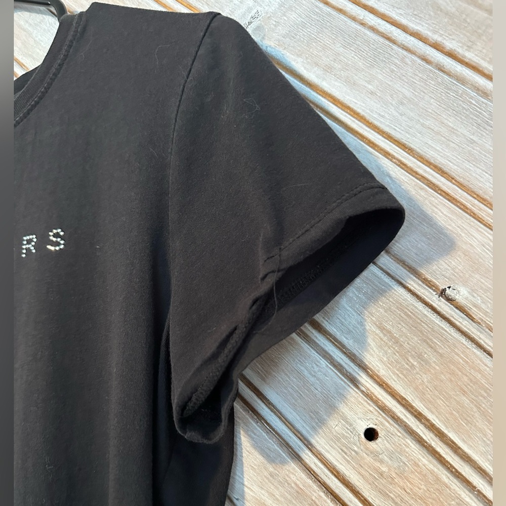 Michael Kors Black Silver Seqiun Short Sleeve Tee Baby Tee Loose - Picture 4 of 6
